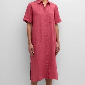 EILEEN FISHER Organic Linen Midi Shirtdress Medium